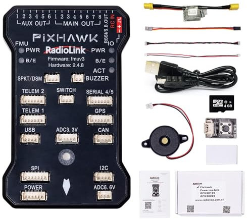 Radiolink PIXHAWK 2.4.8 Flight Controller, Unterstützt OSD und Datumstelemetrie, Automation Software Tested FC mit 2S-12S Power Modul, FC für Rotary/2-8 Copter/Fixed Wing/VTOL/Car/Boat/Robot/Mower