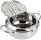 Fritteuse Topf, Edelstahl Tempura Fritteuse im Japanischen Stil mit Thermometer, Deckel und Ölabtropfgestell für Pommes Frites, Garnelen, Fisch (24cm)