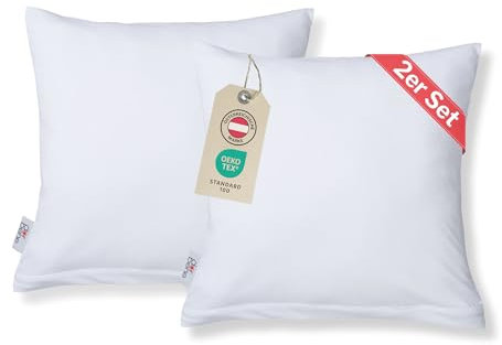 DarBene Kissenbezug 80x80 cm (2er Set Kissenbezüge Jersey) - 100% Baumwolle mit YKK-Reißverschluss, weicher Kopfkissenbezug 80x80, Kissenhülle 80x80, Oeko-TEX, Polsterbezug, Weiß