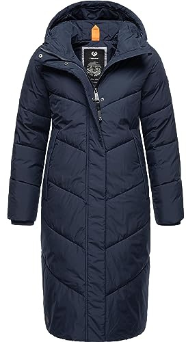 Ragwear Damen Winterjacke langer Regenmantel Steppmantel wasserdicht warm gefüttert mit Kapuze Suminka XS-6XL
