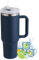 PRAOAHEI 40oz Thermobecher mit Strohhalm und Henkel,1180 ML Doppelwandiger Edelstahl Heiße Kalte Getränke Vakuum Trinkbecher,Kaffeebecher für Zuhause Reisen Marineblau