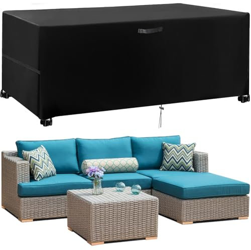 GUHAOOL Funda para Mesa de Jardín, 420D Oxford Funda para Muebles de jardín Impermeable,Funda Sofa Jardin Exterior, Anti Viento Anti UV para Mesas Sillas Sofás Exterior Funda Protectoras,213x132x74cm