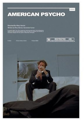 EMIGOS Filmposter American Psycho (2000), Leinwand-Poster, Wandkunst, Dekordruck, Bild, Gemälde für Wohnzimmer, Schlafzimmer, Dekoration, ungerahmt, 30 x 45 cm
