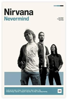 NIRVANA – Nevermind – Vintage-Musik-Poster, Leinwand, Poster, Schlafzimmer, Dekoration, Sport, Landschaft, Büro, Raumdekoration, Geschenk, ungerahmt, 30 x 45 cm