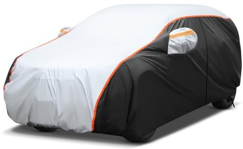 10-Couches Bache Voiture Exterieur Imperméable pour SUV, Housse de Voiture PEVA Couverture avec Ouverte Latérale pour Cabine, Coton Respirant, Anti UV Neige Poussière Anti Grele 483 * 188 * 178cm