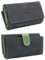 irisaa Damen Leder Wild Geldbörse, Portemonnaie Lang Geldbeutel,RFID Schutz 21 Kartenfächer, Brieftasche Groß, Vintage Design Used Look, Damen Tasche:Schwarz Grün