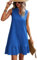 Zeagoo Femmes Robes d'été sans Manches Col en V Décontracté Plage Robes Mini à Volants Robe Elegant Couleur Unie Débardeur Robe