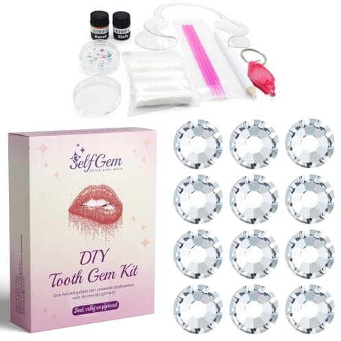 SelfGem® DIY Zahnschmuck-Set | Inklusive 12 Zahnschmucksteinen | Einfache Anwendung | Sicher von zu Hause aus | 12x Diamant
