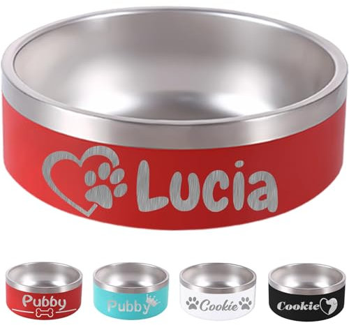 Personalised Dog Bowl Custom Cat Bowl with Name 18/32/42/64 OZ Stainless Steel Non Slip Customised Laser Engraved Pet Bowl Insulated Dog Cat Dishes for Food or Water