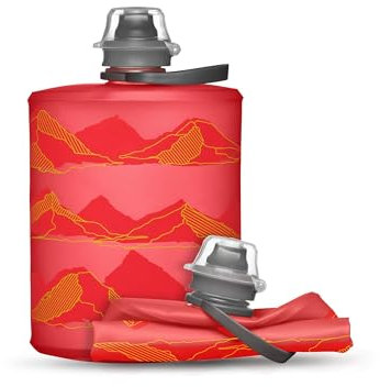 HydraPak Stow (500ml, 17oz) - Zusammenklappbare Wasserflasche - Ultraleichte & verpackbare Reiseflasche, flexible Ski-, Wander-, Fahrrad- oder Kletterflasche - Rot, Berg Design