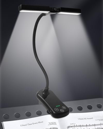 TobeBright Music Stand Light Clip on Light 14 LED, 3 Colour 8 Brightness, USB-C Rechargeable, Perfect for The Piano, Guitar, Sheet Music, Book Light
