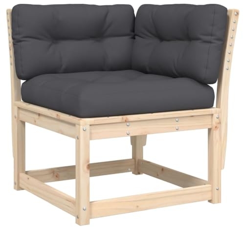 vidaXL Garten Ecksofa mit Kissen, Gartensofa Modular mit Latten-Design, Outdoor Sofa mit Rückenlehne, Holzsofa Gartenmöbel Gartengarnitur, Massivholz Kiefer
