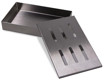 Frischluftküche Räucherbox Edelstahl - Ermöglicht intensives Raucharoma auf Gas- und Kohlegrills, zum Räuchern von Fisch und Fleisch, macht jedes Grillgut zum geschmacklichen Highlight - 21x13x3,5cm