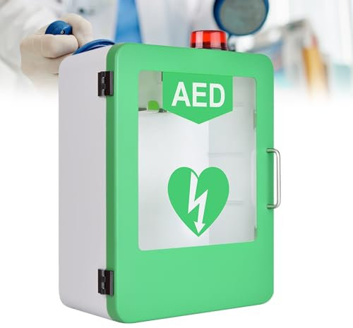 Tragbarer AED-Schließfach mit Alarm Transparentes Fenster Defibrillatorschrank für zu Hause Wandmontierter Erste-Hilfe-Kasten