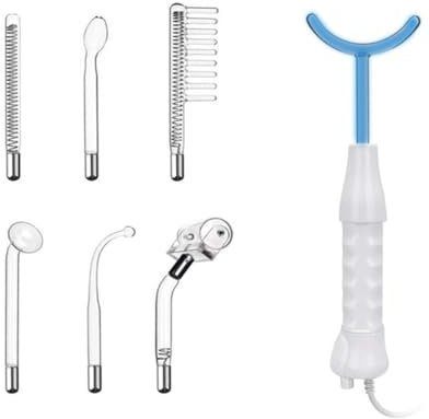 Elitzia High Frequency Electrotherapy Wand Multi-Functional Portable Handheld Light Therapy Wand for Acne Skin Rejuvenation Hair Growth Facial Device (with 7 Tubes Blue) ETSC640