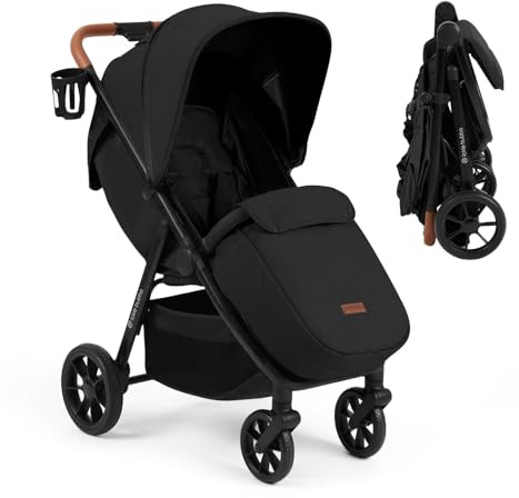 Ickle Bubba Stomp Stride Prime Kinderwagen (Mitternacht) – Geburt bis 22 kg, extra großer Sitz, Multi-Terrain EVA-Räder, UPF 50+ ausziehbare Kapuze, Regenschutz, Fußwärmer und Zubehör