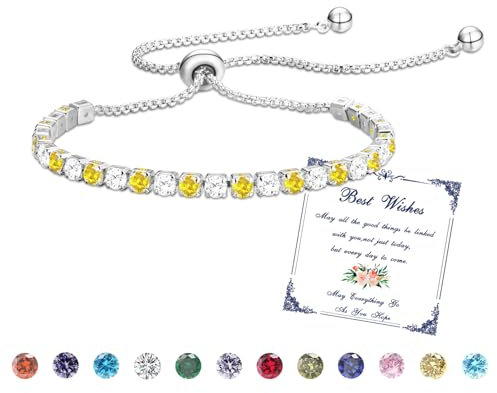 Esmoly Armband Damen Silber Tennis Armband mit Geburtsstein in 12 Farben,Verstellbares Glitzer Armband Damen,Geschenke für Frauen Freundin Ehefrau Mutter Schwester (11-November)