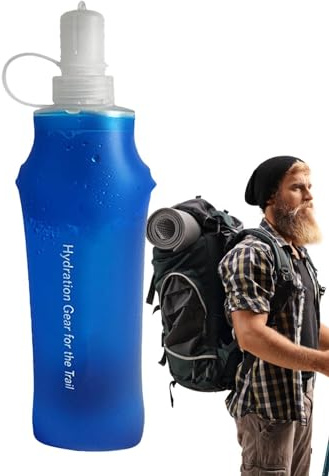 Flask – Trinkflasche, faltbar, Wasserflasche mit Griff, platzsparend, mit staubdichtem Deckel, lebensmittelecht, für Laufen, Damen, Herren, Radfahren, Klettern
