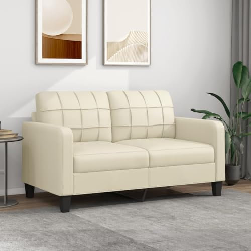 Willood 2 Sitzer Sofa 140cm Couch Loungesofa für Wohnzimmer Wohnung Schlafzimmer Kunstleder Creme