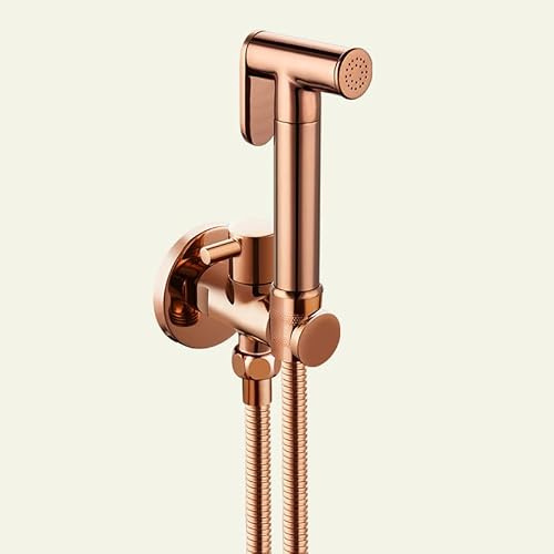 Ducha Higienica Para Wc Oro Rosa Pistola Multifunción Rociador De Bidé Para Inodoro Kit Grifo De Bidet Para Wc Agua Fría Latón oro Rosa tubo De Acero Inoxidable
