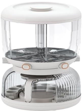 FENGJISUN Müslispender Müsli Spender Reisspender EIN-klick-Reisausgabe Lebensmittelbehälter 360 ° Drehbare Getreideseparator-Aufbewahrungsbox 6 Gitter Müsli Aufbewahrung(White)