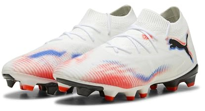 PUMA Future 8 Match FG/AG WN's - Zapatos de fútbol para Mujer, Puma Blanco Puma Negro Rojo Brillante, 38.5 EU
