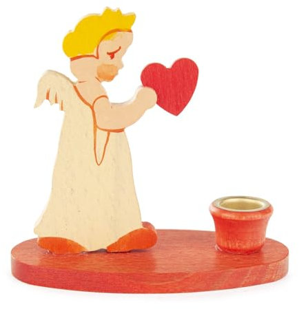 Rudolphs Schatzkiste Kerzenhalter Engel mit Herz bunt BxHxT 9,5x9x4,5cm NEU Cherub Bote Gottes Kerzenleuchter Kerzenständer