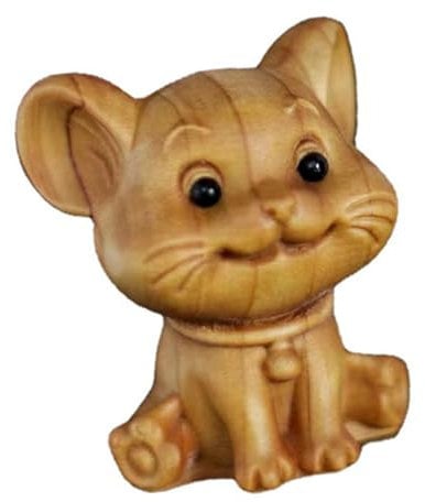 Itonash Mouse Figure, Wooden Statue Rat Statue Rat Ornament Wood Mouse Ornaments Cute Wooden Small Mouse Ornament for Home Decor