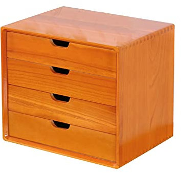 Schreibtisch-Schubladenbox aus Massivholz, für Schule und Bürobedarf, A4, Aufbewahrungsbox mit 4 Größen und 3 Farben