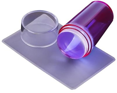 Timbro in silicone trasparente con raschietto, corpo visibile, non diverso per decorazioni fai da te, strumento per timbri per unghie con raschietto BgH492 (E), 6 x 3 x 2,5 cm)