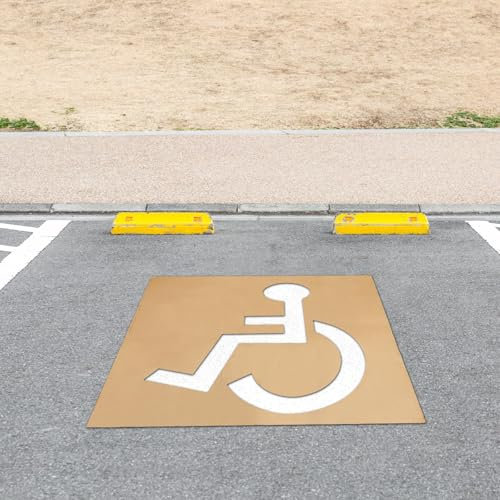 Behinderten Schablone für Parkplätze, ADA Behinderten Symbol Schablone Rollstuhlsymbol Behinderten-Vorlage Wiederverwendbare Parkplatz-Schablonen aus Karton zum Bemalen