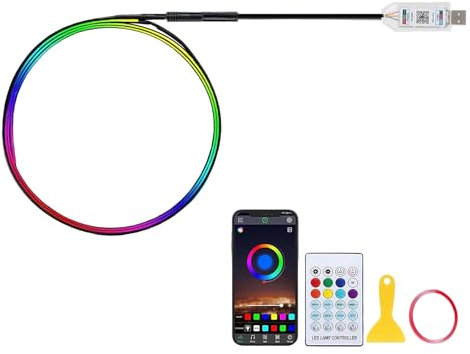 AMFUN Acryl Auto LED Innenbeleuchtung, Ambientebeleuchtung Auto Strip, 168LEDs, 110cm, 6 Millionen Farben & 210 Dynamische, USB Ambiente Beleuchtung für Aut