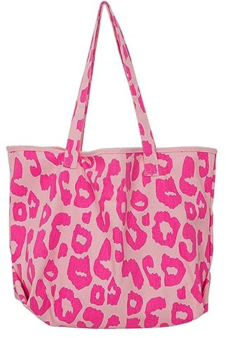 BelleVive Leopard Tote Bag Damen Schultertasche Umhängetasche Casual Tote Handtasche Shopper Tasche Damen Groß für Alltag, Büro, Schulausflug und Shopping, Utility, Rosa