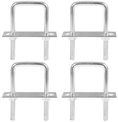 Monsully Lot de 4 boulons en U, carrés, en acier inoxydable M8, accessoires de boulons en U, avec plaque et écrous, pour la construction de tuyauterie et les applications industrielles (80 mm x 120 mm