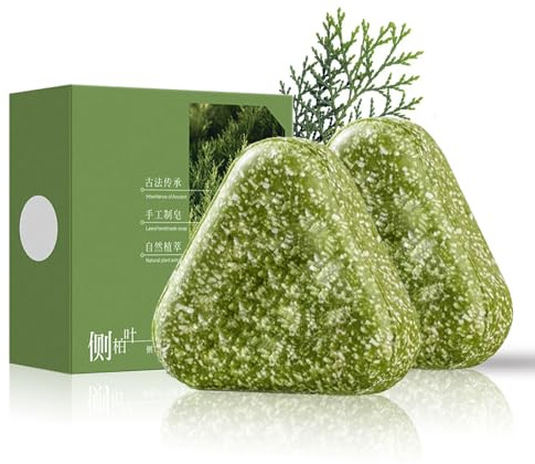 Nature Green Soap Shampoo, Nature Haarseife Dreieck, Controls Oiliness, Eliminates Dandruff, Strengthens Hair and Improves Frizzy Hair, for Women and Men (2stück)