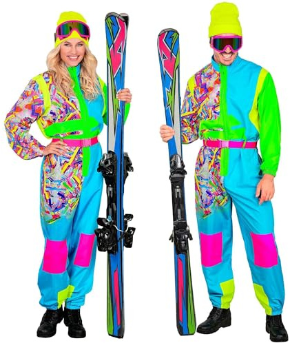 W WIDMANN MILANO Party Fashion - Costume de ski pour femmes et hommes, combinaison avec ceinture, design rétro pour le carnaval et les soirées après-ski