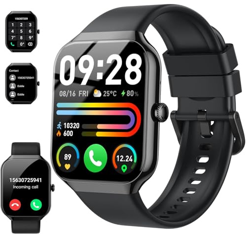 Motast Smartwatch Damen Herren,1,96 Smart Watch, Telefonfunktion,115+ Sportmodi Schrittzähler Armbanduhr, Herzfrequenz/SpO2/Schlafmonitor Fitnessuhr, IP68 Wasserdicht Sportuhr für Android iOS