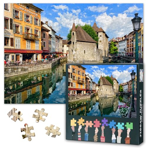 Insel Palast Erwachsene Puzzle 1000 Blöcke, Lake Annecy Puzzles, Annecy Erwachsene Puzzle Spiel oder Spielzeug für ältere Freunde 50X70CM