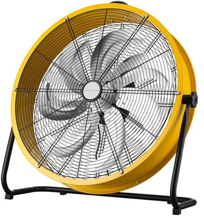 4 Inch Large Industrial Drum Fan, High Velocity, Cooling, Commercial, 3 Speed Floor With Wheels For Warehouse Garage Workshop(Black)