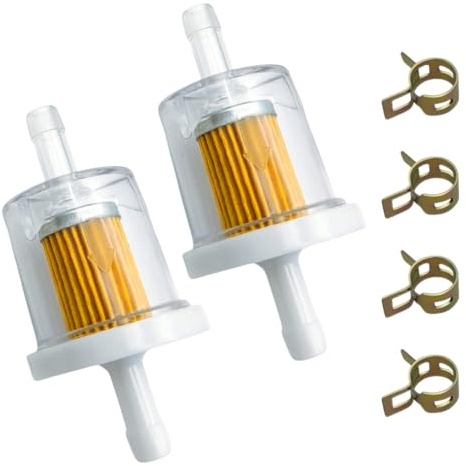 2 Stück Benzinfilter,Benzinfilter 6mm,Filter Kraftstofffilter,für Benzin Ersatzteile Rasentraktor,Benzinhahn Ersatz,Kit Moped Rasenmäherfilter Universal 4 Stück Kraftstoffschlauchklemmen set