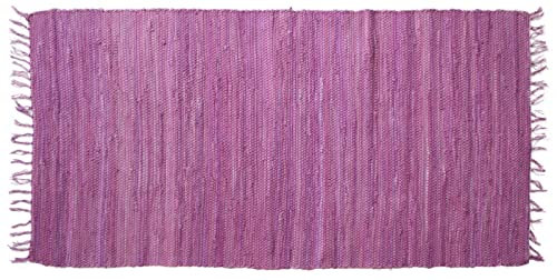 Mr. Ghorbani Handgewebter Kelim Fleckerl Uni Farben 100% Baumwolle 2000 g/qm, Farbe:Lila, Größe Teppiche:170 x 120 cm