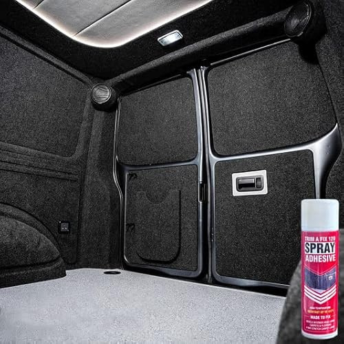 Shield Autocare 4 Way Stretch Anthracite| Charcoal Grey Van Lining Camper Conversion Carpet Trim Bundle Kit-Includes High Temperature Trimfix Adhesive Glue (2 M + 2 Trim FIX)