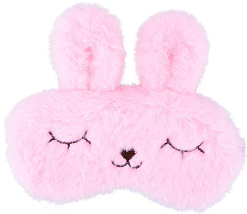 Ulife Mall Funny Easter Bunny Sleep Eye Mask Fluffy Plush Blindfold for Sleeping Travel Eye Mask with Adjustable Elastic Band Sleeping Masks Eye Cover for Girls Boys Women Pink