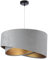 Licht-Erlebnisse Pendelleuchte Stoff Metall in Weiß Grau Gold Esstisch Esszimmer rund Ø50 cm E27 Doppelschirm Design Hängelampe Wohnzimmer MADAN