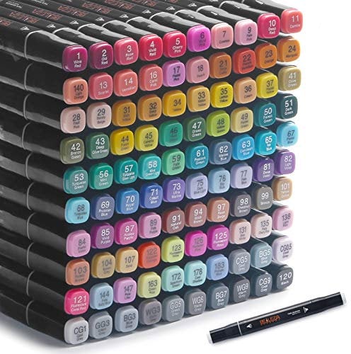 Colourful Markers with 100 Graffiti Pens Permanent Marker Kunstmarker professioneller Kunststift Dual Tips - Graffiti Stifte Coarse bunte Marker for Drafts and Comics