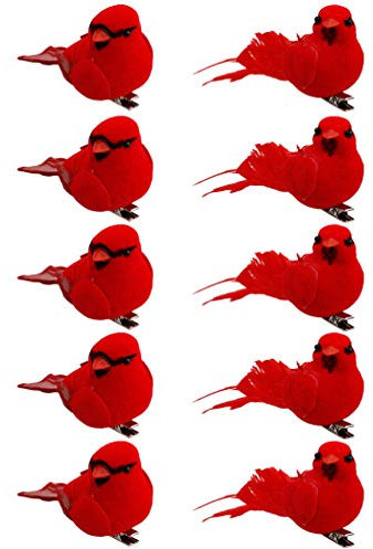 BESPORTBLE 10 Stücke Rote Künstliche Vögel mit Federn und Clip Weihnachtsbaumschmuck Christbaumschmuck Gartendeko Baumschmuck Weihnachtsbaum Deko Weihnachten Dekoration Ornamente