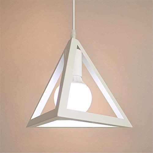 iDEGU Moderne Pendelleuchte, E27, Vintage, Deckenleuchte, Industrial, Metall, geometrisch, Hängeleuchte für Schlafzimmer, Flur (Seite B – Weiß)