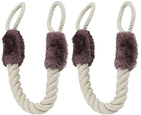 Relaxdays, beige/braun Türkordel Klemmschutz, 2er Set, für Türklinken, Baby & Tier Türsicherung, Stoff Türseil, 60 cm