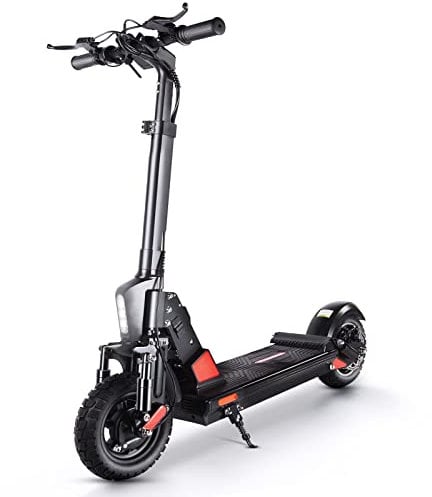 Elektroroller Erwachsene, Lange Reichweite, Zusammenklappbare E Scooter mit und Horn LCD Bildschirm, LED Blinker, 10 Zoll Luftreifen
