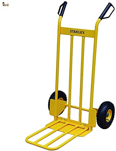 BricoLoco Carretilla de Mano Plegable de Carga. hasta 200 kgs. Robusta y Resistente. Chásis de Acero. 4 Anchos Tubos. Pala abatible. Mango con protección Nudillos. Almacén, mudanza.